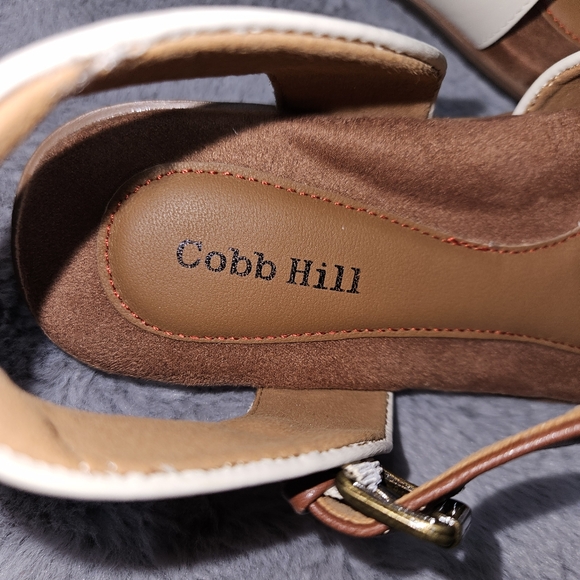 NEW! Cobb Hill Women's Size 7 White Tan Leather Sandals Zion Flats NIB - Picture 7 of 11